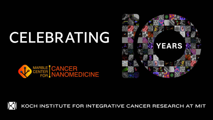 Tiled research images form a 10 over a black background