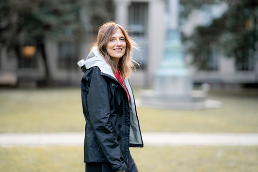 regina barzilay walks across MIT campus