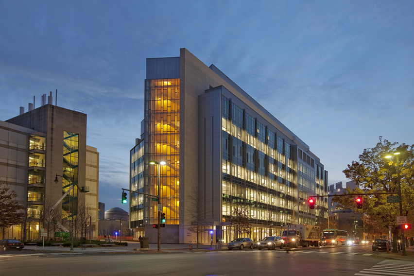 Koch Institute building at twilight