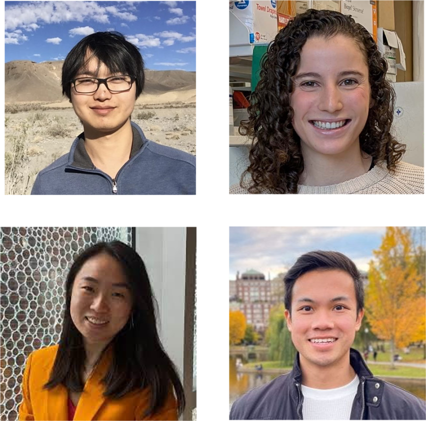 Four portrait photos of the 2025 Karches Prize Winners, pictured from left to right: Fangtao Chi, Emma Dawson, Amy Lee, and Richard Van.