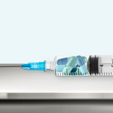 Syringe filled with various medicinal capsules