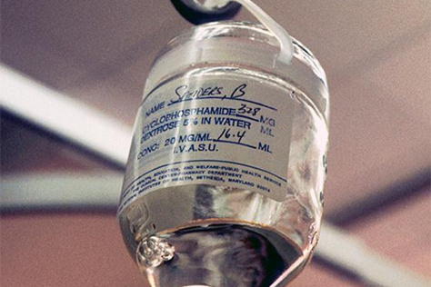 intravenous (IV) bottle with Cyclophosphamide