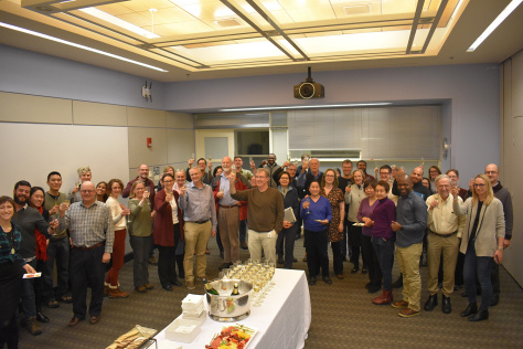 Koch Institute community raising a glass to celebrate